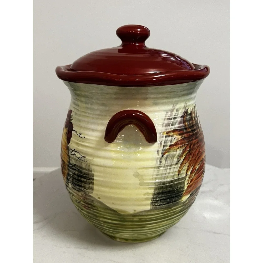 Le Rooster Canister Farmhouse Country Chic Cottagecore‎ Primitive Cookie Jar 10